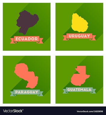 Concept flat icons with long shadow maps countries vector image