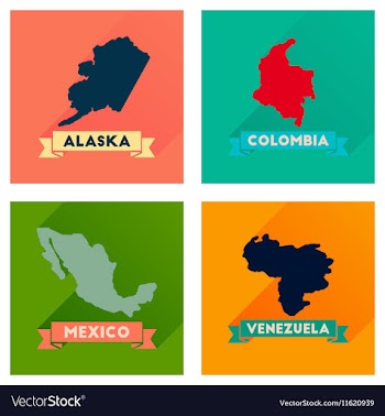 Concept flat icons with long shadow maps countries vector image