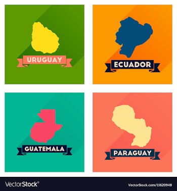 Concept flat icons with long shadow maps countries vector image