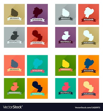 Concept flat icons with long shadow maps countries vector image