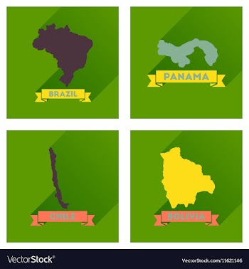 Concept flat icons with long shadow maps countries vector image