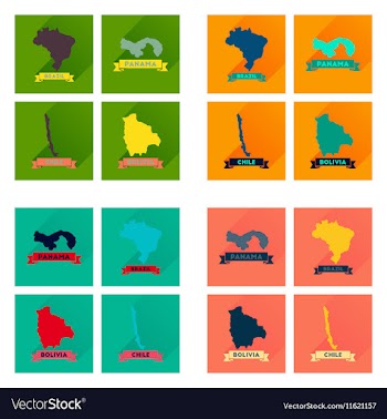 Concept flat icons with long shadow maps countries vector image