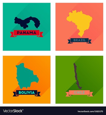 Concept flat icons with long shadow maps countries vector image