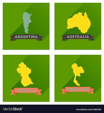Concept flat icons with long shadow maps countries vector image