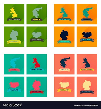 Concept flat icons with long shadow maps countries vector image