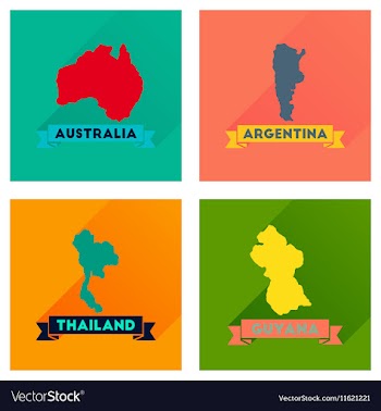 Concept flat icons with long shadow maps countries vector image