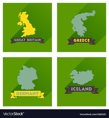 Concept flat icons with long shadow maps countries vector image