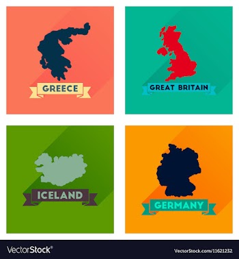 Concept flat icons with long shadow maps countries vector image