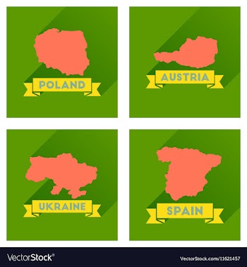 Concept flat icons with long shadow maps countries vector image