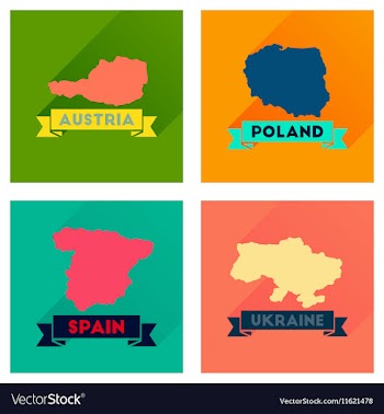 Concept flat icons with long shadow maps countries vector image