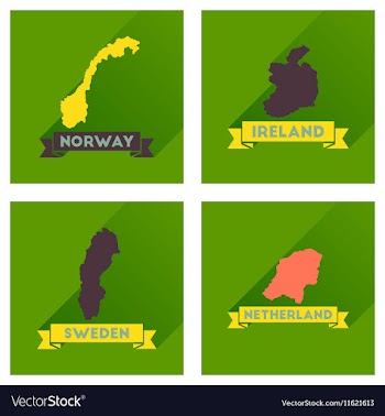 Concept flat icons with long shadow maps countries vector image