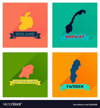 Concept flat icons with long shadow maps countries vector image