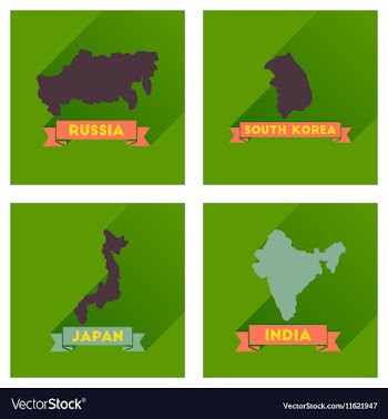 Concept flat icons with long shadow maps countries vector image