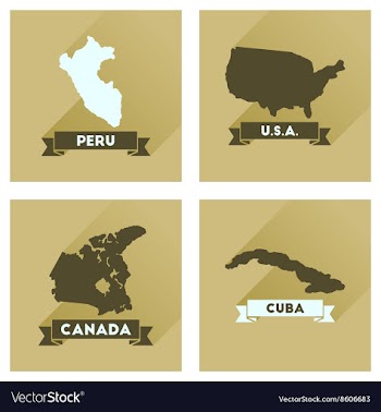 Concept flat icons with long shadow maps countries vector image