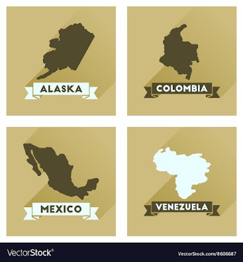 Concept flat icons with long shadow maps countries vector image