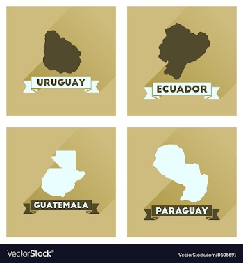 Concept flat icons with long shadow maps countries vector image