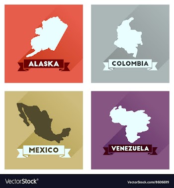 Concept flat icons with long shadow maps countries vector image