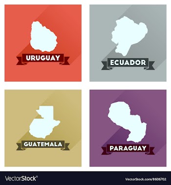 Concept flat icons with long shadow maps countries vector image