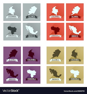 Concept flat icons with long shadow maps countries vector image