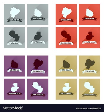 Concept flat icons with long shadow maps countries vector image