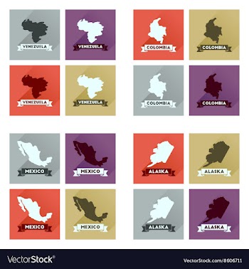 Concept flat icons with long shadow maps countries vector image