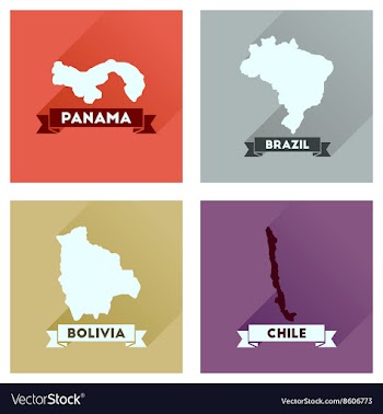 Concept flat icons with long shadow maps countries vector image