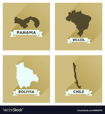 Concept flat icons with long shadow maps countries vector image
