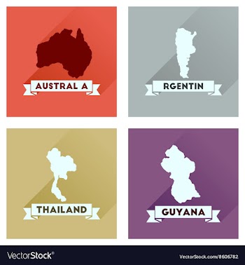 Concept flat icons with long shadow maps countries vector image