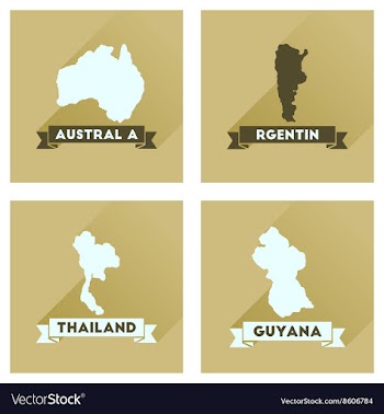Concept flat icons with long shadow maps countries vector image