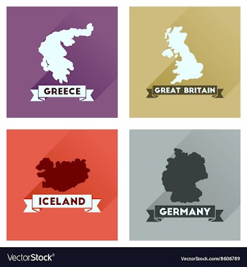 Concept flat icons with long shadow maps countries vector image
