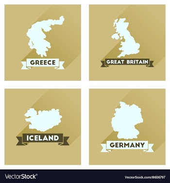 Concept flat icons with long shadow maps countries vector image