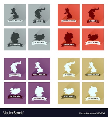 Concept flat icons with long shadow maps countries vector image