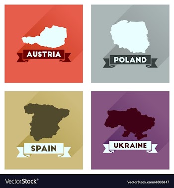 Concept flat icons with long shadow maps countries vector image