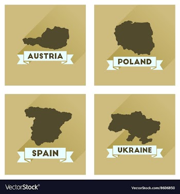 Concept flat icons with long shadow maps countries vector image