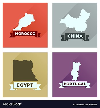 Concept flat icons with long shadow maps countries vector image