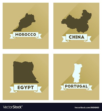 Concept flat icons with long shadow maps countries vector image