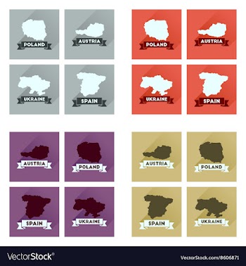 Concept flat icons with long shadow maps countries vector image