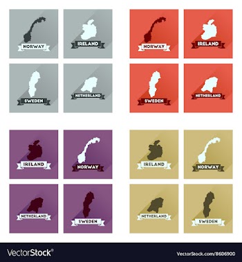 Concept flat icons with long shadow maps countries vector image