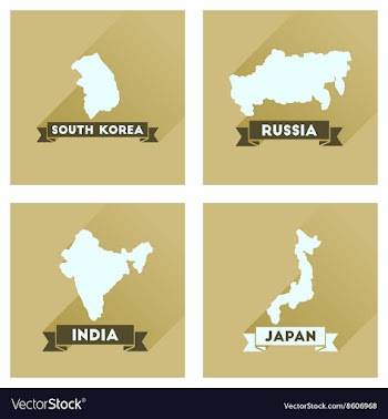 Concept flat icons with long shadow maps countries vector image