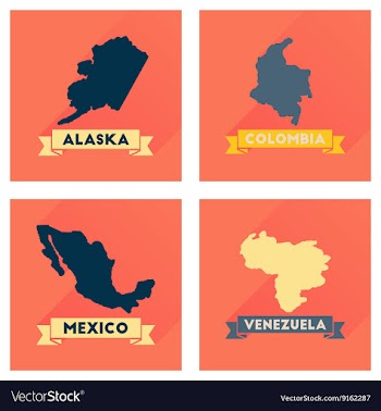 Concept flat icons with long shadow maps countries vector image