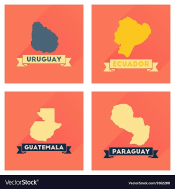 Concept flat icons with long shadow maps countries vector image