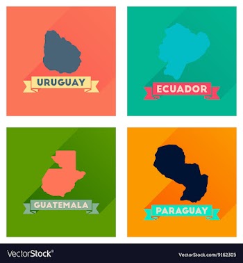 Concept flat icons with long shadow maps countries vector image
