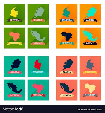 Concept flat icons with long shadow maps countries vector image