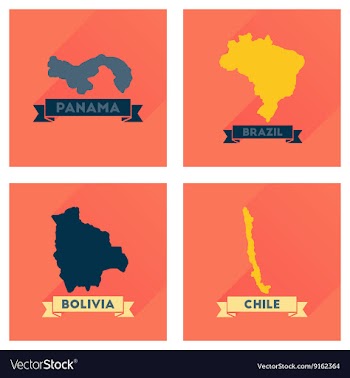 Concept flat icons with long shadow maps countries vector image