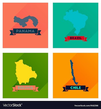 Concept flat icons with long shadow maps countries vector image