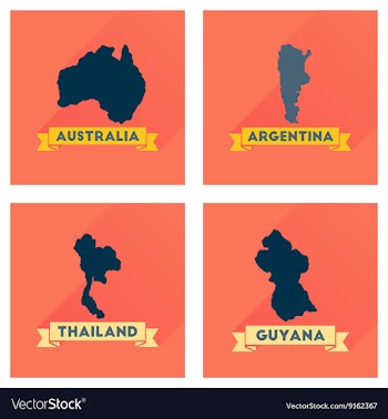 Concept flat icons with long shadow maps countries vector image