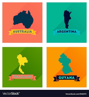 Concept flat icons with long shadow maps countries vector image