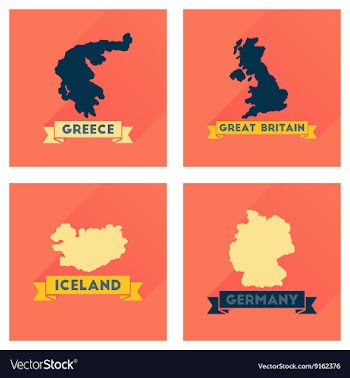 Concept flat icons with long shadow maps countries vector image