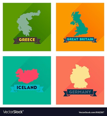 Concept flat icons with long shadow maps countries vector image