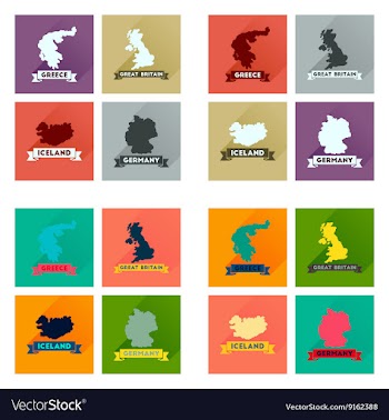 Concept flat icons with long shadow maps countries vector image